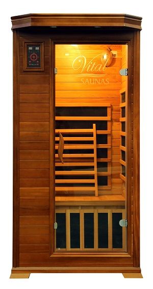 Vital Health one-person infrared sauna, Canadian red cedar